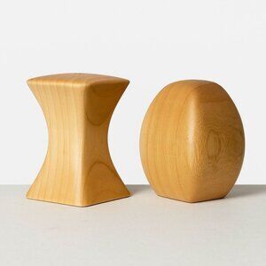 Scandinavian Salt and Pepper Shaker Set Oak Wood Minimalist Kitchen Dining Deco